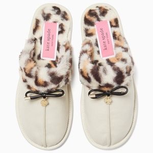 NWOT Kate Spade Leopard Off White Slippers